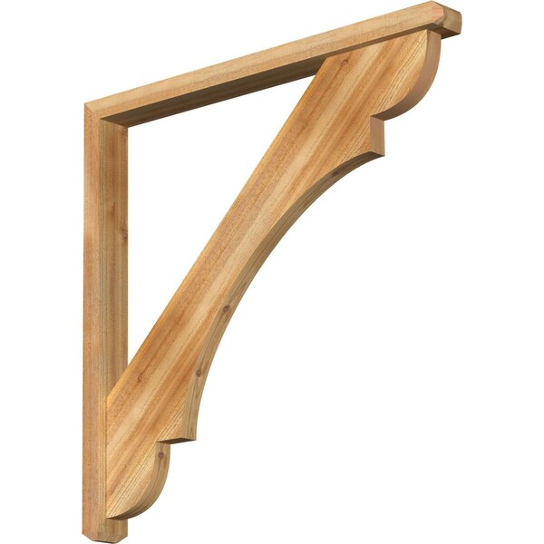 Ekena Millwork Olympic Craftsman Rough Sawn Bracket w/ Offset Brace, Western Red Cedar, 4"W x 42"D x 42"H BKT0402X42X42OLY04RWR - main